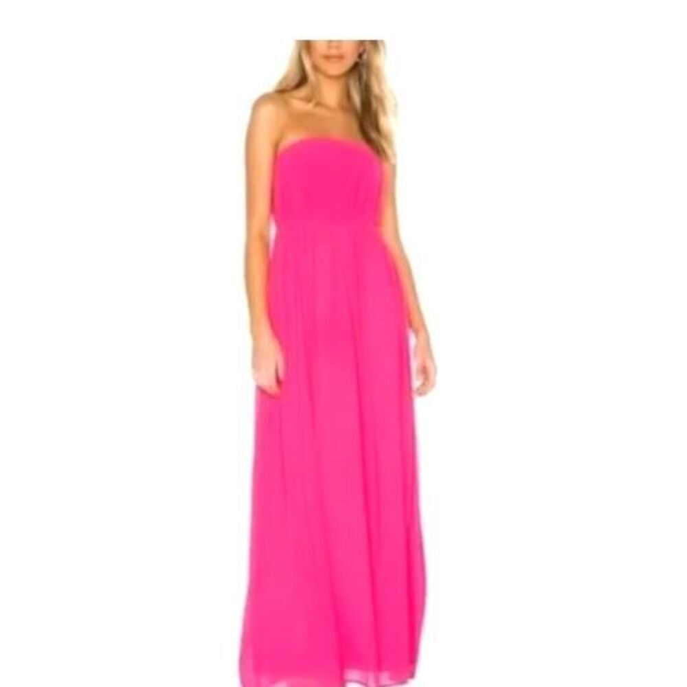 Majorelle Eleanora Strapless Ruched Bodice Formal Maxi Dress Gown Pink Small